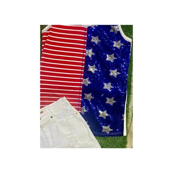 God Bless America Sequin Tank – Patriotic Sparkle & Shine main image 1